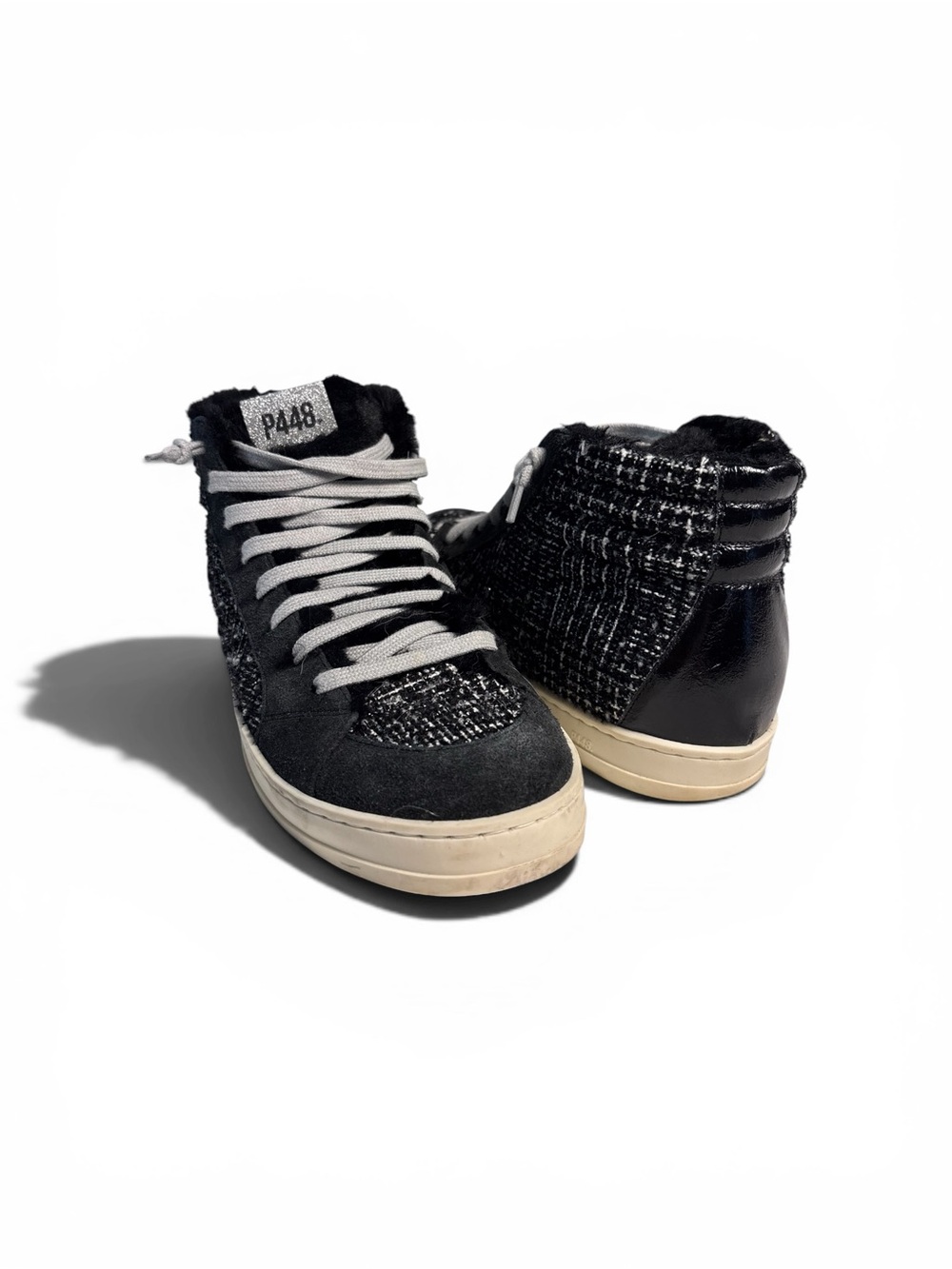 P448 Fur Lined Tweed High Top Sneakers